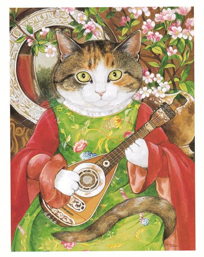Illustration från Pre-Raphaelite Cats (publicerad 1999) av Susan Herbert