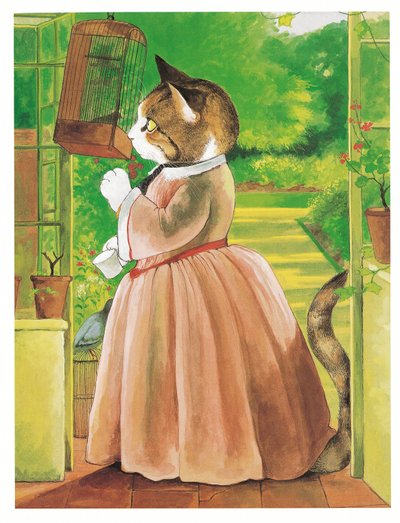 Illustration från Pre-Raphaelite Cats (publicerad 1999) av Susan Herbert