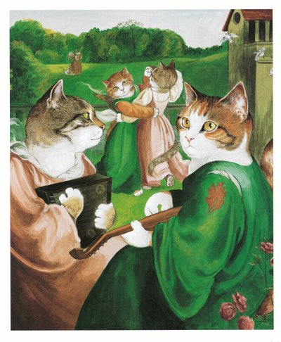 Illustration från Pre-Raphaelite Cats (publicerad 1999) av Susan Herbert