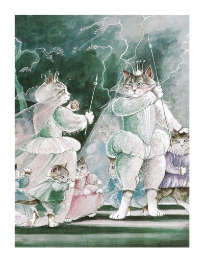 Illustration från Shakespeare Cats: Poster Book (publicerad 2016) av Susan Herbert