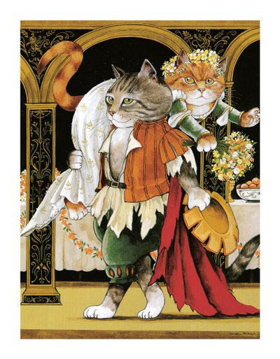 Illustration från Shakespeare Cats: Poster Book (publicerad 2016) av Susan Herbert