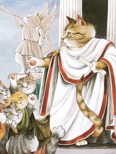 Illustration från Shakespeare Cats: Poster Book (publicerad 2016) av Susan Herbert