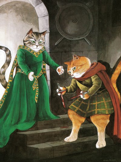 Illustration från Shakespeare Cats: Poster Book (publicerad 2016) av Susan Herbert