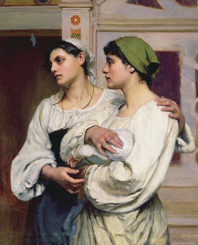 Italienska kvinnor i kyrkan (olja på duk) av Susan Isabel Dacre