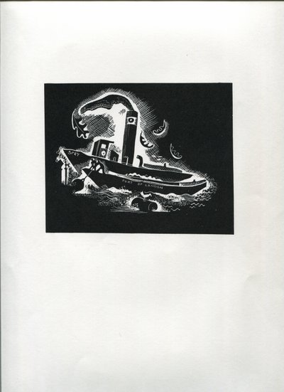 Thames Boat (linjeblocktryck) av Suzanne Cooper