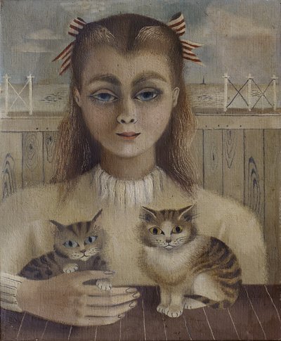 The Cat Girl (olja på duk) av Suzanne Cooper