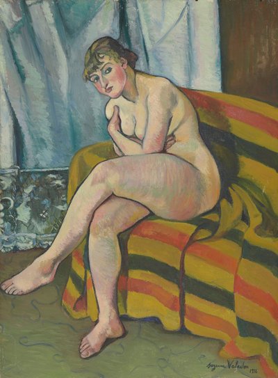 Naken sittande på en soffa av Suzanne Valadon