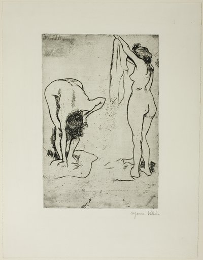 Två kvinnor som torkar sig själva av Suzanne Valadon