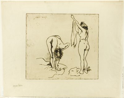 Två kvinnor som torkar sig själva av Suzanne Valadon
