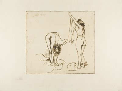 Två kvinnor som torkar sig själva av Suzanne Valadon