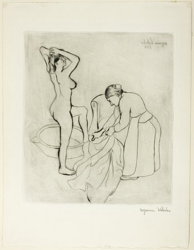 Kvinna vid hennes bad av Suzanne Valadon