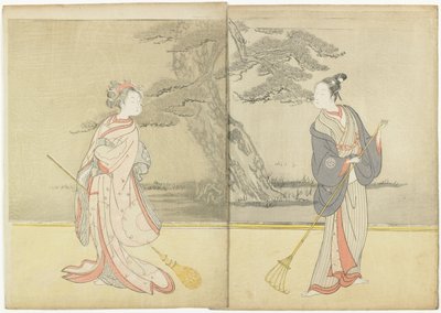 Kalendertryck av Meiwa 2 och en Mitate av No_ Play Takasago, 1765 av Suzuki Harunobu