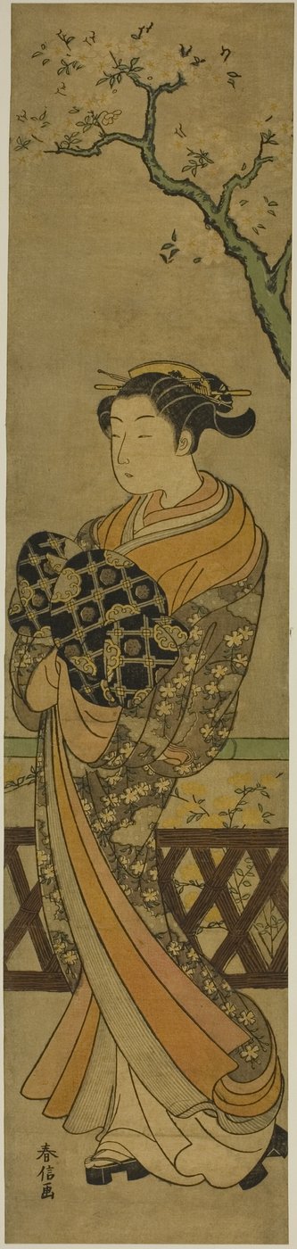 Courtesan som paraderar under körsbärsträdet av Suzuki Harunobu