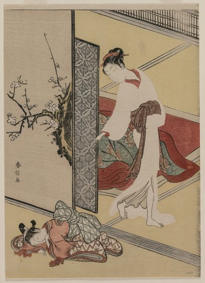 Kurtisan och sovande skötare, sent 1760-tal. av Suzuki Harunobu