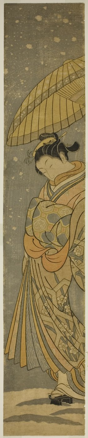 Courtesan på parad i fallande snö av Suzuki Harunobu
