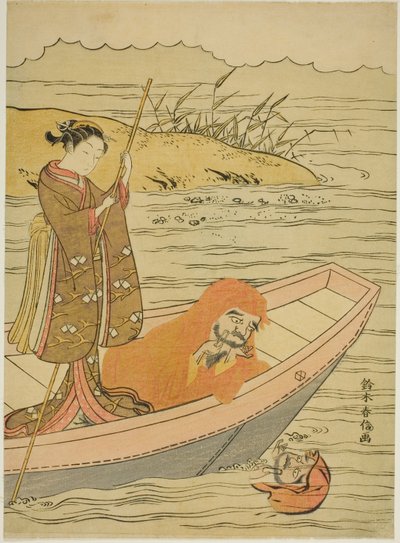 Daruma tittar på sin spegelbild av Suzuki Harunobu