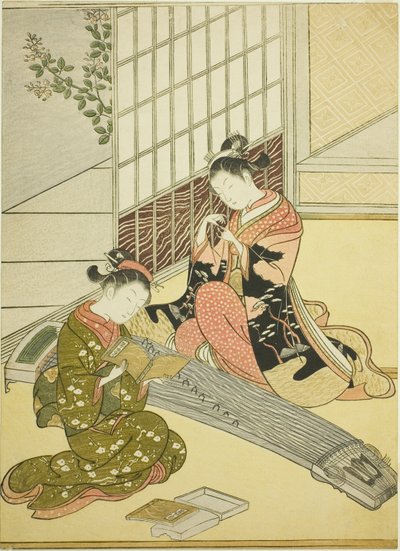 Descending Geese of the Koto Bridges (Kotoji no rakugan), från serien "Eight Views of the Parlour (Zashiki hakkei)" av Suzuki Harunobu