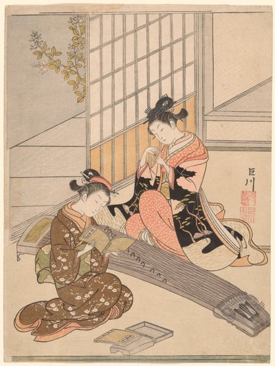 Descending Geese of the Koto Bridges (Kotoji no rakugan), från serien "Eight Views of the Parlour (Zashiki hakkei)" av Suzuki Harunobu