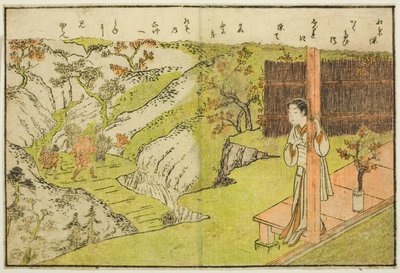 Dubbelsidig illustration från Vol. 1 av "Picture Book of Spring Brocades (Ehon haru no nishiki)" av Suzuki Harunobu