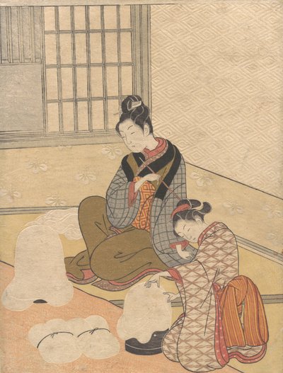 Evening Snow on the Nurioke, från serien Eight Parlour Views, ca. 1766, ca. 1766. av Suzuki Harunobu
