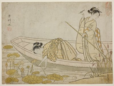 Samla lotusblommor av Suzuki Harunobu