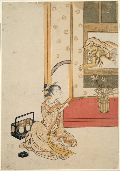 Att ge Daruma en rök av Suzuki Harunobu