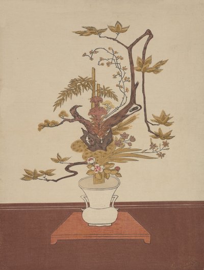 Ike Bana blomsterarrangemang i Ike-no-bo-stilen, troligen 1765, troligen 1765. av Suzuki Harunobu