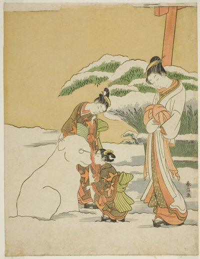 Att göra en snöhund av Suzuki Harunobu