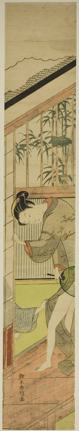 Man drar i en kvinnas kimono av Suzuki Harunobu