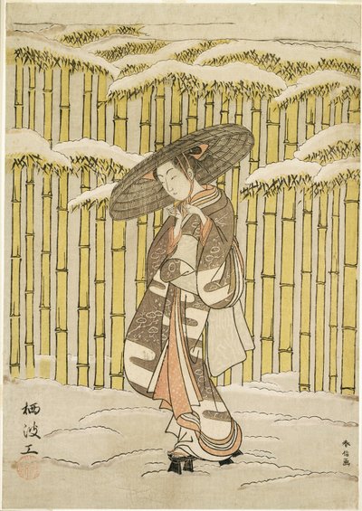 Passerar Bamboo Grove av Suzuki Harunobu