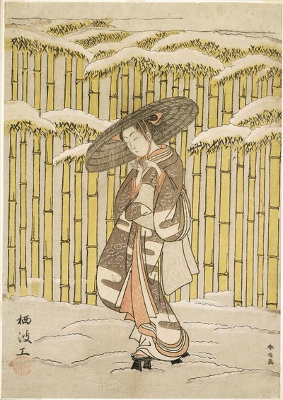 Passerar Bamboo Grove av Suzuki Harunobu