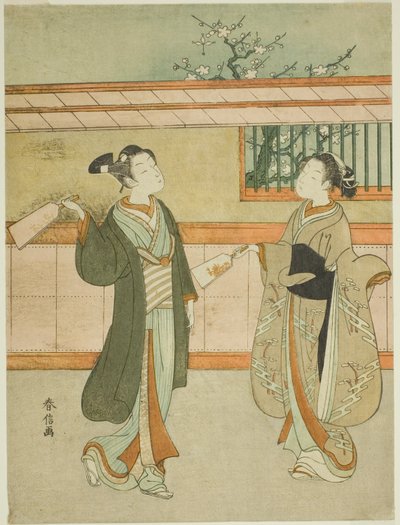 Spelar Battledore och Shuttlecock av Suzuki Harunobu