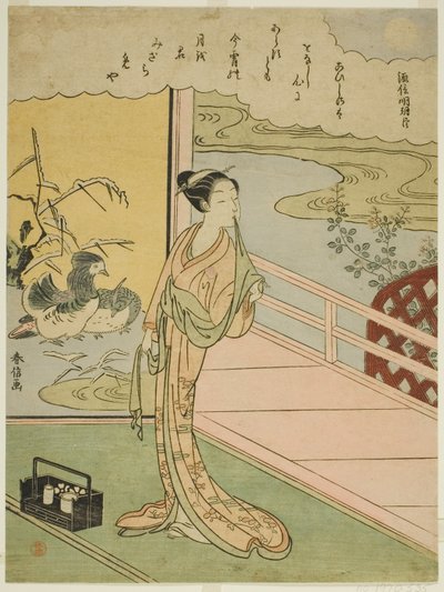 Dikt av Minamoto no Saneakira Ason, från en titellös serie av trettiosex odödliga poeter av Suzuki Harunobu