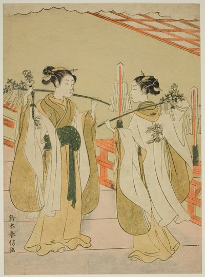 Sh Rine Maita s Ohami plan d Ohatsu Danshin g På Yushima Tenjin Sh Rine av Suzuki Harunobu