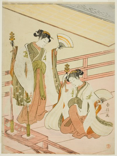 The Dance of the Shrine Maidens Ohatsu och Onami av Suzuki Harunobu