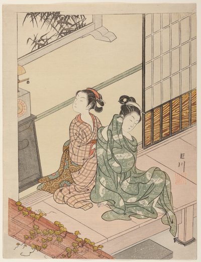 The Evening Bell of the Clock (Tokei no bansho), från serien "Eight Views of the Parlour (Zashiki hakkei)" av Suzuki Harunobu