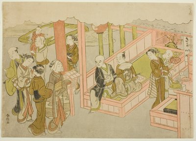 The Introduction (Miai), det första arket från serien "Marriage in Brocade Prints, the Carriage of the Virtuous Woman (Konrei nishiki misao-guruma)" av Suzuki Harunobu