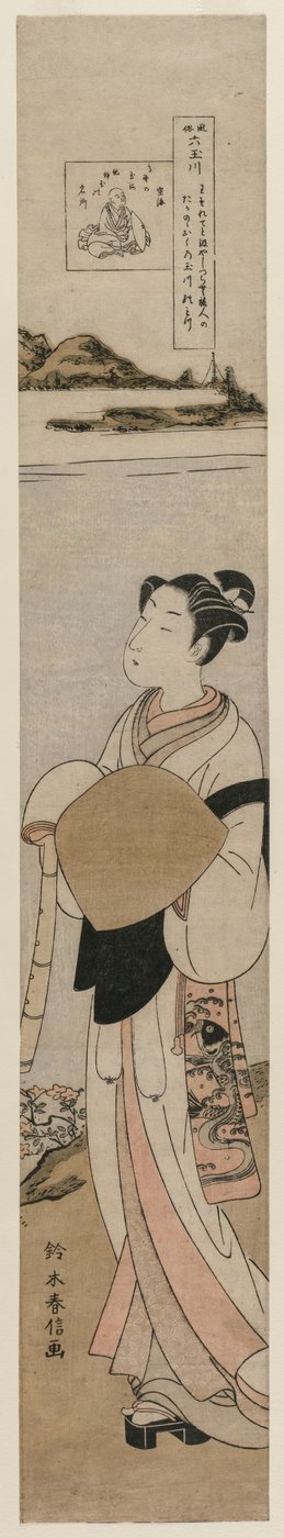 Prästen Kukai vid floden Tama vid berget Koya (från serien The Six Tama Rivers in Everyday Life) av Suzuki Harunobu