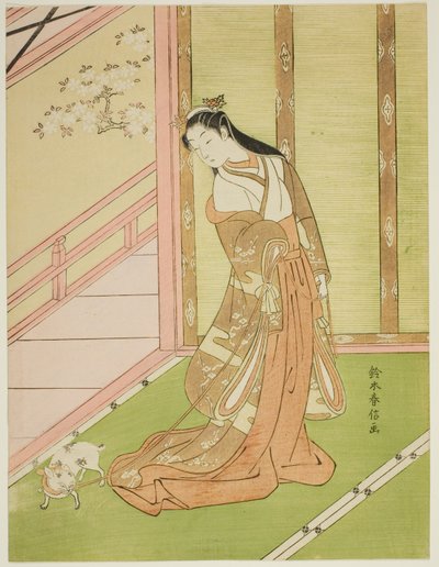 Den tredje prinsessan och hennes kattkatt av Suzuki Harunobu