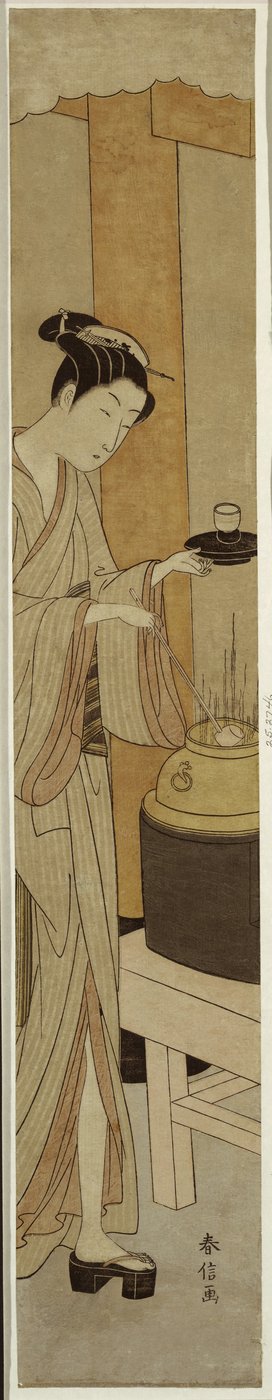 Servitrisen Osen från Kagiya Teahouse, ca 1769-70 av Suzuki Harunobu
