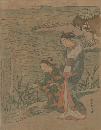 Två unga damer vid stranden, ca. 1768., ca. 1768. av Suzuki Harunobu