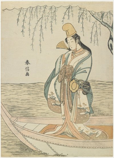 Kvinna i en Asazuma-båt i skepnad av Shirabyo_shi, ca. 1767 av Suzuki Harunobu
