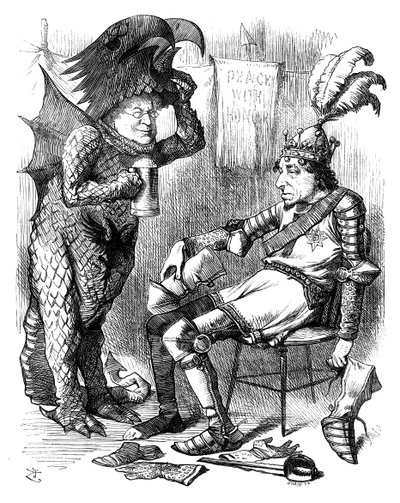St George och draken efter föreställningen, 1878. av Swain