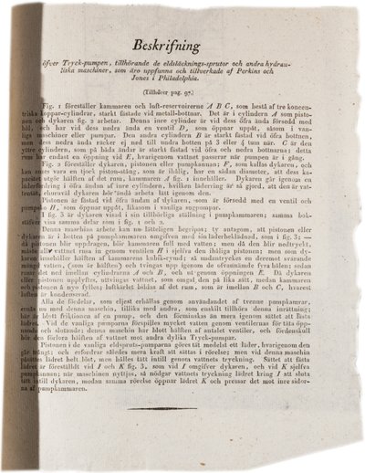 Beskrivning av hydraulisk teknologi i Philadelphia från Klinckowstroms Atlas of the United States, 1824 (tryck) av Swedish School