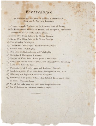 Lista över illustrationer från Klinckowstroms Atlas of the United States, 1824 (tryckt) av Swedish School