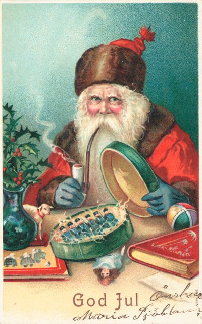 Svenskt julkort (färglitografi) av Swedish School