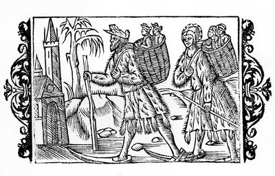 Två finländare på skidor - i "The Northern Nations" av ärkebiskop Olaus Magnus, Sverige av Swedish School