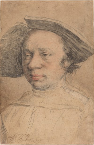 Porträtt av en man i en bredbrättad hatt av Swiss 16th Century after Hans Holbein the Younger