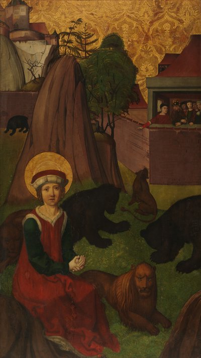 St. Agapitus av Praeneste i Arenan, int. Halshuggningen av den helige Agapitus..., c1500-1505. av Swiss Painter