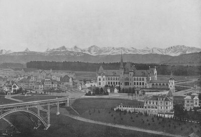 Bern, utsikt över Kirchenfeld och Bernalperna (s/v foto) av Swiss Photographer